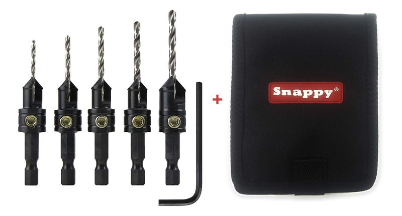 Make it Snappy Tools Brand Quick-Change 5-Pc. Countersink Drill Bit Set with Case. Proudly Made in The USA - Image 1